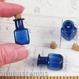 Small Square Cobalt Blue Bottle with Cork