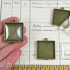 Antique Bronze Square Pendant with Glass - SOLD OUT