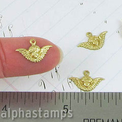 Tiny Raw Brass Winged Cherub Charm - SOLD OUT