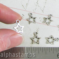 Tiny Hollow Silver Star Charms*