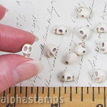 Tiny White Turquoise Skull Beads