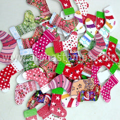 Printed Wooden Christmas Stockings Buttons*