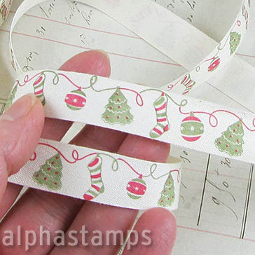 Christmas Stockings Printed Twill Tape*